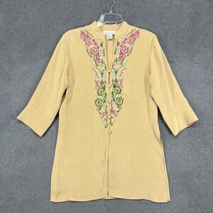 Silk Assets by Diane von Furstenberg Tunic Shirt‎ Womens Small Silk Embroidered